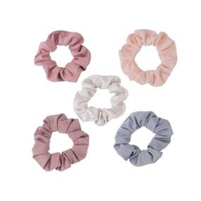 img 3 attached to 🎀 Blush/Mauve Kitsch Matte Hair Scrunchies for Women - Soft Hair Bands, 5 Pack