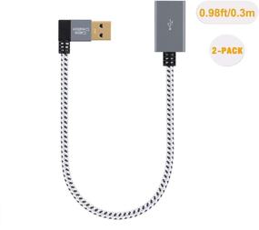 img 2 attached to 🔌 Кабель CableCreation 2 Pack Short USB 3.0 Extension: угловой разъем мужской-женский удлинительный шнур, 1 фут, алюминий цвета "космический серый" - совместим с флэш-накопителями, клавиатурами, сканерами.