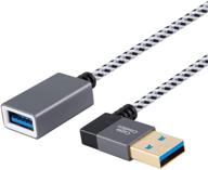 🔌 кабель cablecreation 2 pack short usb 3.0 extension: угловой разъем мужской-женский удлинительный шнур, 1 фут, алюминий цвета "космический серый" - совместим с флэш-накопителями, клавиатурами, сканерами. логотип