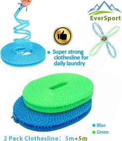 img 3 attached to 🧳 Portable Travel Clothesline 2-Pack - EverSport Clothes Drying Rope, Adjustable and Windproof Clothes Line for Indoor, Outdoor, Camping, Travel, and Home Use