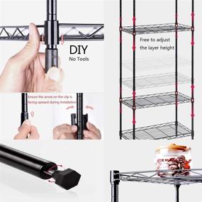 img 1 attached to REGILLER 4-Tier Metal Wire Shelving: Perfect Organizer for Pantry, Laundry, Bathroom & Kitchen - Adjustable, Sturdy & Space-saving (Black, 16.8L x 12W x 49H)