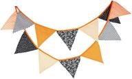 halloween vintage cotton fabric bunting garlands - 10.5 feet with 12 flags - halloween party decoration banner - pennant rustic hanging decor (005) logo