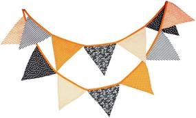 img 3 attached to Halloween Vintage Cotton Fabric Bunting Garlands - 10.5 Feet with 12 Flags - Halloween Party Decoration Banner - Pennant Rustic Hanging Decor (005)