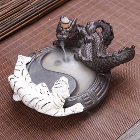 img 2 attached to 🐉 LEAFIS Dragon Tiger Incense Burner - Handcrafted Ceramic Backflow Incense Holder for Home and Office Decor, includes 10PCS Incense Cones