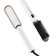 🔥 aokitec ring white hot hair straightener brush: professional salon-quality straightening iron with built-in comb, fast heating & 3 temp settings, led display, anti-scald & ptc ceramic heating - perfect for at-home use logo