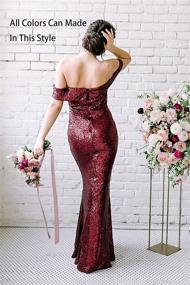 img 1 attached to Stunning Off Shoulder Bridesmaid Dresses: 2021 Long Sequins Mermaid Prom Dresses with Split