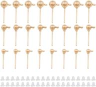 300pcs ball post earring studs for jewelry making - 3 sizes earring studs ball ear pin 📿 ball post earrings with loop + 300pcs clear earring backs replacements for diy jewelry making findings (kc gold) logo