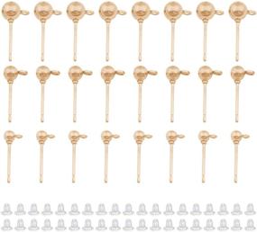 img 4 attached to 300Pcs Ball Post Earring Studs for Jewelry Making - 3 Sizes Earring Studs Ball Ear Pin 📿 Ball Post Earrings with Loop + 300Pcs Clear Earring Backs Replacements for DIY Jewelry Making Findings (KC Gold)