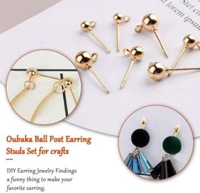 img 2 attached to 300Pcs Ball Post Earring Studs for Jewelry Making - 3 Sizes Earring Studs Ball Ear Pin 📿 Ball Post Earrings with Loop + 300Pcs Clear Earring Backs Replacements for DIY Jewelry Making Findings (KC Gold)