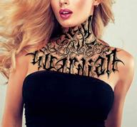 🎃 dalin large neck tattoos (deep black), 2 sheet pack – ideal halloween costume accessories and party additions logo