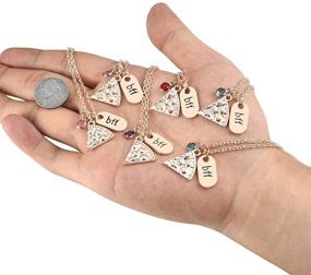 img 3 attached to 🍕 Top Plaza Silver Tone Rhinestone BFF Necklace Set - Engraved Pizza Pendant, 21 Inches, Set of 6