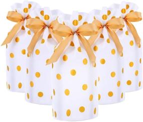 img 4 attached to 🍬 CCINEE 50pcs Gold Polka Dot Print Drawstring Plastic Treat Bags - Candy Pouch for Christmas Favors