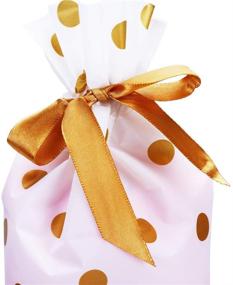 img 1 attached to 🍬 CCINEE 50pcs Gold Polka Dot Print Drawstring Plastic Treat Bags - Candy Pouch for Christmas Favors