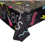 throwback vibes: 80's themed party black plastic tablecloth set (54 x 108 in, 3 pack) logo