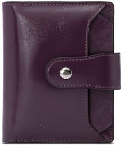 img 4 attached to 👛 BOSTANTEN Small Leather Wallet for Women: Dark Purple RFID Blocking Pocket Wallet with ID Window & Credit Card Case