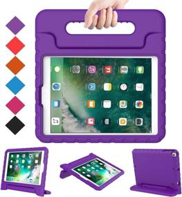 img 4 attached to 📱 BMOUO Purple Kids Case for New iPad 9.7 Inch 2018/2017- Shockproof & Lightweight Cover with Handle Stand - Previous Model Compatible