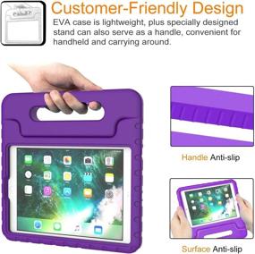 img 3 attached to 📱 BMOUO Purple Kids Case for New iPad 9.7 Inch 2018/2017- Shockproof & Lightweight Cover with Handle Stand - Previous Model Compatible