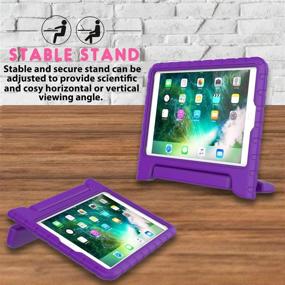 img 2 attached to 📱 BMOUO Purple Kids Case for New iPad 9.7 Inch 2018/2017- Shockproof & Lightweight Cover with Handle Stand - Previous Model Compatible