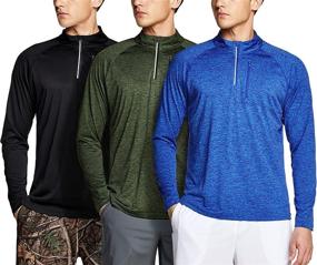 img 3 attached to 🏃 ATHLIO 3 Pack Men's 1/4 Zip Pullover: Ultimate Sun Protection, Quick Dry Running Shirt, Outdoor Athletic T-Shirt