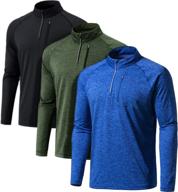 🏃 athlio 3 pack men's 1/4 zip pullover: ultimate sun protection, quick dry running shirt, outdoor athletic t-shirt logo