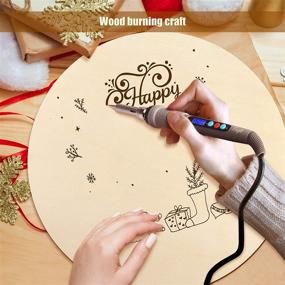 img 1 attached to 🎨 Fuyit Unfinished Wood Circles: 4Pcs 14 Inch Round Wooden Cutouts with Ribbon & Twine for DIY Crafts, Door Hangers, Signs, Wood Burning, Painting, Christmas Decor