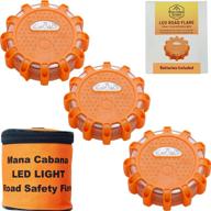 🚗 manacabana led road flares: waterproof emergency lights for car breakdown kit - magnetic safety disc flare with aaa batteries (3 pack) logo