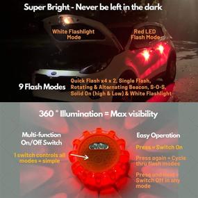 img 1 attached to 🚗 ManaCabana LED Road Flares: Waterproof Emergency Lights for Car Breakdown Kit - Magnetic Safety Disc Flare with AAA Batteries (3 Pack)