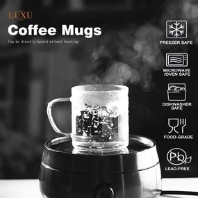 img 3 attached to ☕ LUXU Glass Coffee Mugs Set of 4 - 14oz Clear Espresso Cups for Mocha, Latte, Cappuccino, Hot Chocolate, Tea, and Juice