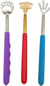 img 4 attached to 🐻 (Pack of 3) Qaoquda Portable Extendable Telescopic Bear Claws, Eagle Claw, Rake Metal Back Scratchers - Rubber Handle Hand Massagers/Backslap (Red, Purple, Blue)
