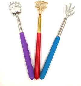 img 3 attached to 🐻 (Pack of 3) Qaoquda Portable Extendable Telescopic Bear Claws, Eagle Claw, Rake Metal Back Scratchers - Rubber Handle Hand Massagers/Backslap (Red, Purple, Blue)