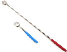 img 2 attached to 🐻 (Pack of 3) Qaoquda Portable Extendable Telescopic Bear Claws, Eagle Claw, Rake Metal Back Scratchers - Rubber Handle Hand Massagers/Backslap (Red, Purple, Blue)