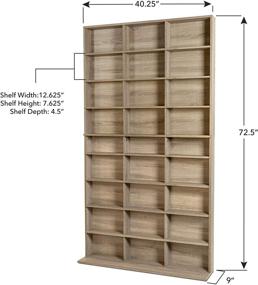 img 3 attached to 🔍 Atlantic Elite Weathered Oak Media Storage Cabinet - New & Improved, Large Capacity for 837 CDs, 528 DVDs, and 624 Blu-rays - PN38408141