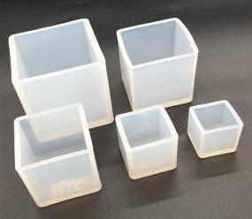 img 2 attached to 🔳 Versatile Cube Paperweight Silicone Mold Set for Polymer Clay, Soap Making, Resin Epoxy & Jewelry Crafting - 5 Assorted Sizes Included