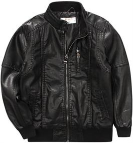 img 4 attached to 👕 LJYH Boys' Classic Faux Leather Moto Biker Jacket with Stand Collar