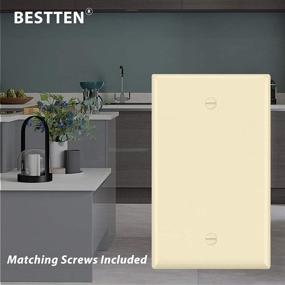 img 2 attached to 🧱 10 Pack of BESTTEN 1-Gang Ivory No Device Blank Wall Plates - Standard Size, Unbreakable Polycarbonate Outlet Covers, UL Listed
