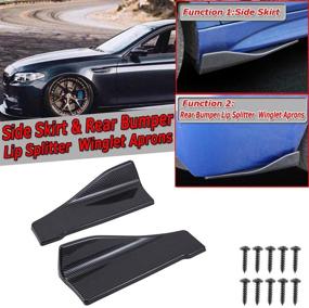 img 1 attached to 🚘 Enhance Your Car's Style and Safety with Kyostar Carbon Fiber Pattern Rear Lip Angle Splitter Diffuser Bumper Spoiler Winglet Wings Anti-Crash Modified Body Side Skirt