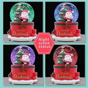 img 3 attached to 🎅 XXMANX 80 MM Christmas Snow Globe - 8 Music, 4 Color Lights Santa Music Box Decor for Girls, Boys, Kids - Granddaughters, Babies Birthday Gift - Musical, Resin/Glass (Manual Snow Drift)