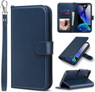 📱 ulak iphone 12 pro max wallet case for men: flip pu leather, card holders, kickstand, protective cover in blue 6.7-inch logo