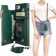 👜 green bocasal crossbody wallet case for iphone 7 plus/8 plus - card holder, zipper card slot protector - shockproof purse cover with removable cross body strap - 5.5 inch logo