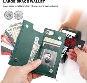 img 1 attached to 👜 Green Bocasal Crossbody Wallet Case for iPhone 7 Plus/8 Plus - Card Holder, Zipper Card Slot Protector - Shockproof Purse Cover with Removable Cross Body Strap - 5.5 Inch