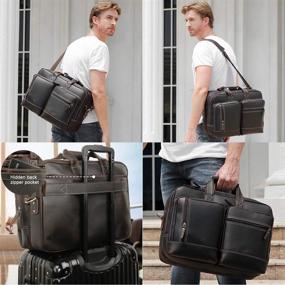 img 2 attached to Vintage Leather Expandable Briefcase for Men: 17 Inch Laptop Bag for Business Travel, Crossbody Shoulder & Duffel Attache Case