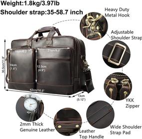 img 1 attached to Vintage Leather Expandable Briefcase for Men: 17 Inch Laptop Bag for Business Travel, Crossbody Shoulder & Duffel Attache Case