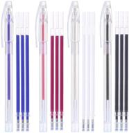 heat erasable fabric marking pens with 16 refills for sewing quilting dressmaking - 4 assorted colors pack - ideal for marking on fabrics/leather, complete professional tailors tools kit logo