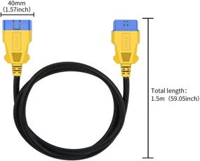 img 3 attached to 🚗 Наш OBD-2 удлинительный кабель-адаптер– OBD-II 16-контактный мужской к разъему женского пола (1.5м/4.92фт): Улучшите автомобильную диагностику с помощью данного соединителя из нейлона