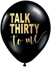 img 3 attached to 🎈 Talk Thirty to Me Balloons, Black and Metallic Gold, Set of 3, Funny 30th Birthday Decor, White Rabbits Design