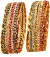 💎 indian bollywood style mughal kundan polki look meenakari faux hand-woven silk thread colorful rhinestone designer jewelry bangle bracelets for women logo