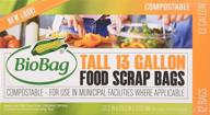 biobag 13 gallon tall kitchen waste bags, case of 12 boxes, 144 bags total, 12 ct logo