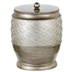 img 1 attached to 🗑️ Dublin Bathroom Trash Can with Lid - Stylish Resin Small Garbage Can for Diaper/Paper - Brushed Silver Wastebasket Bin