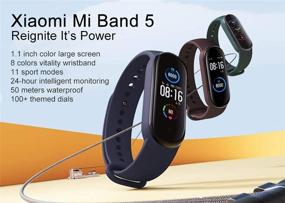 img 3 attached to 🏋️ Xiaomi Mi Band 5 Fitness Tracker: Upgraded with 1.1" Color AMOLED Display & Black Sport Band