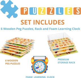 img 3 attached to Wooden Toddler Puzzles Rack Set